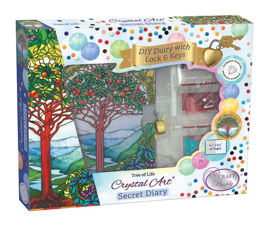 Craft Buddy | Green Tree of Life Crystal Art Secret Diary Kit