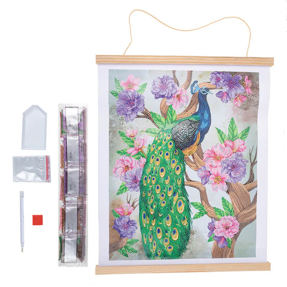 CAS-17L: Crystal Art 35x45cm Scroll Kit - Peacock Peony