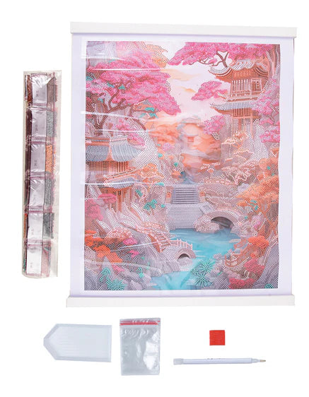CAS-17L: Crystal Art 35x45cm Scroll Kit - Cherry Blossom Bliss