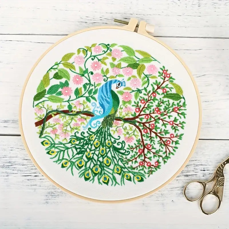 AISIBO Embroidery Kits, Starter Kit with Peacock