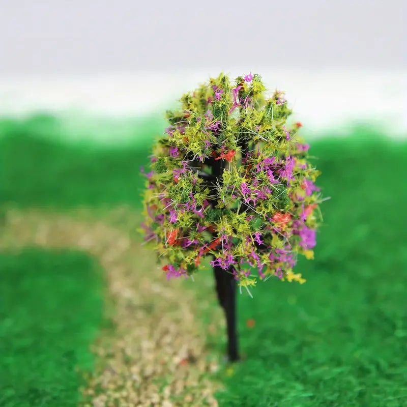 Railway Train Grass Foliage Multicolor