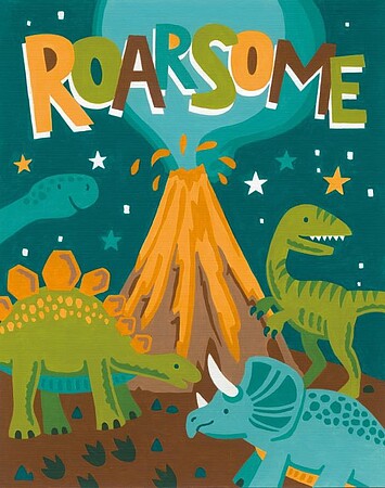 Paint Works Paint By Number Kit 8"x10" -Roarsome Dinos