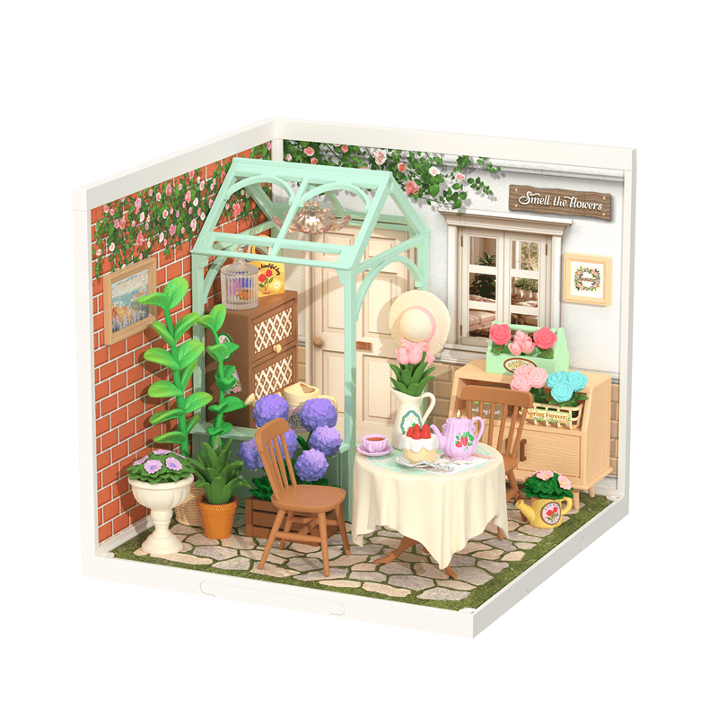 Blooming Tea Garden DW013 Rolife Super Creator DIY Stackable Dollhouse Miniatures Kit