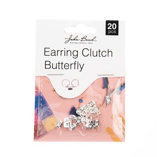 Must Have Findings - Earring Clutch Butterfly 6x3mm Silver 20pcs