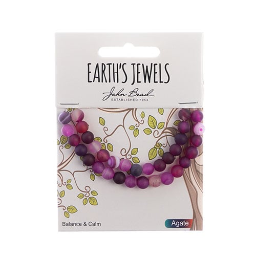 Earth's Jewels Round Matte 6mm Striped Agate Pink