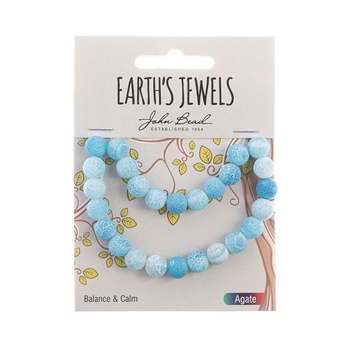 Earth's Jewels Round Matte 8mm Striped Agate Blue