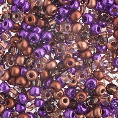 Czech Seed Beads apx 24g Vial 6/0 Purple/Copper Mix