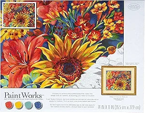 Paint Works Paint By Number Kit - Sunflower on Blue 14 x 11
