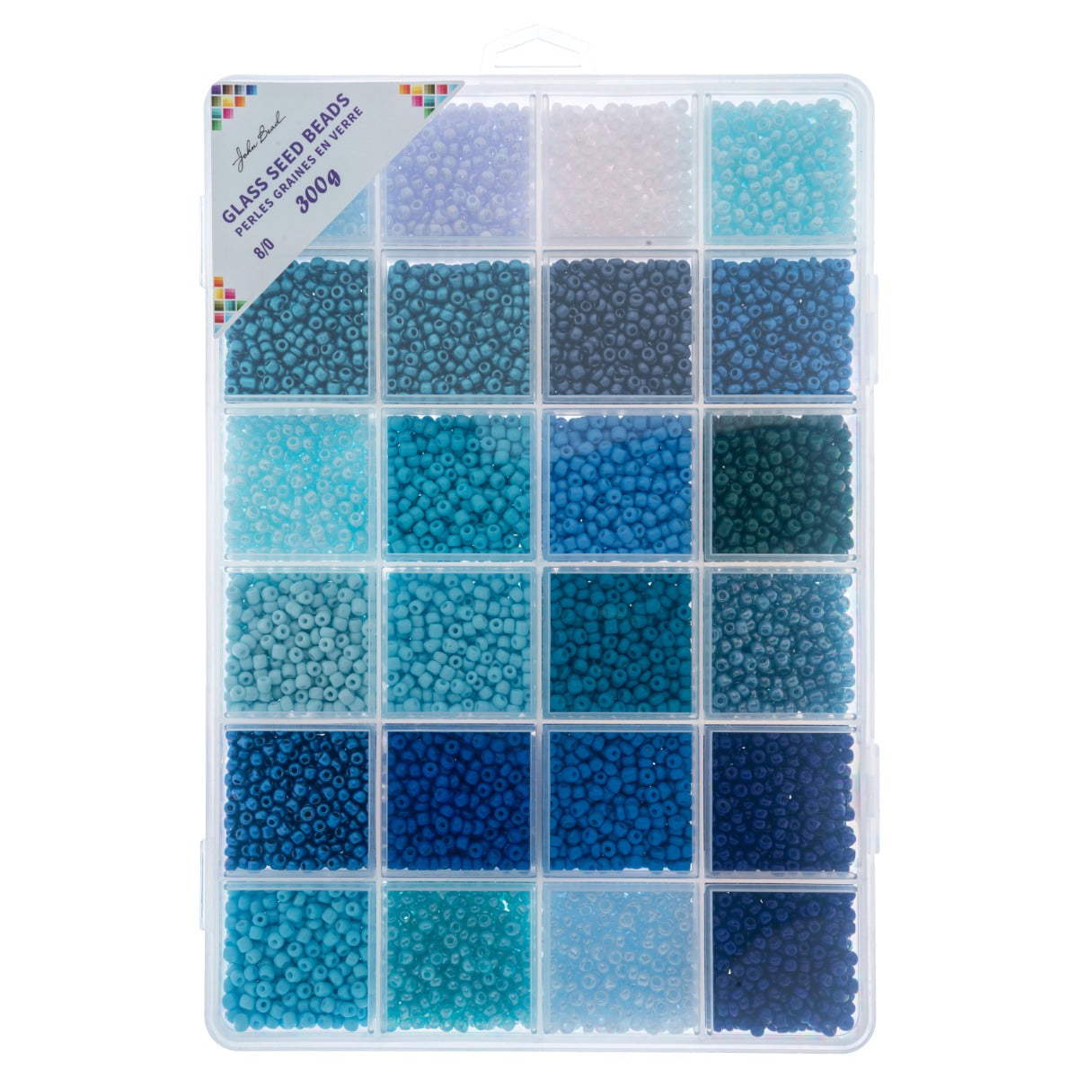 Bead Box - Glass Seed Beads 8/0 apx. 300g 24 Colors Vibrant Pastels (Copy)