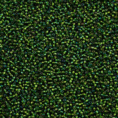 Czech Seed Bead 11/0 Vial S/L Green Rainbow apx24g