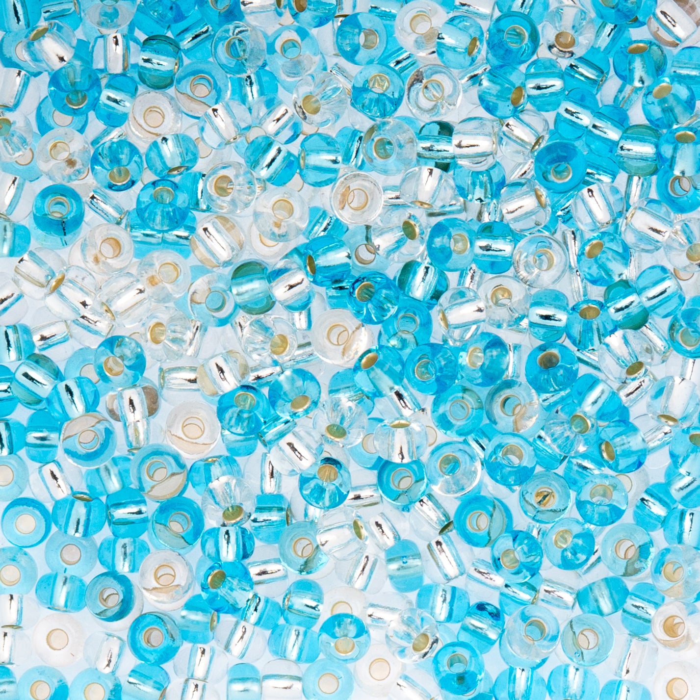 Czech Seed Beads apx. 22g Vial 6/0 Aqua & Diamond Mix