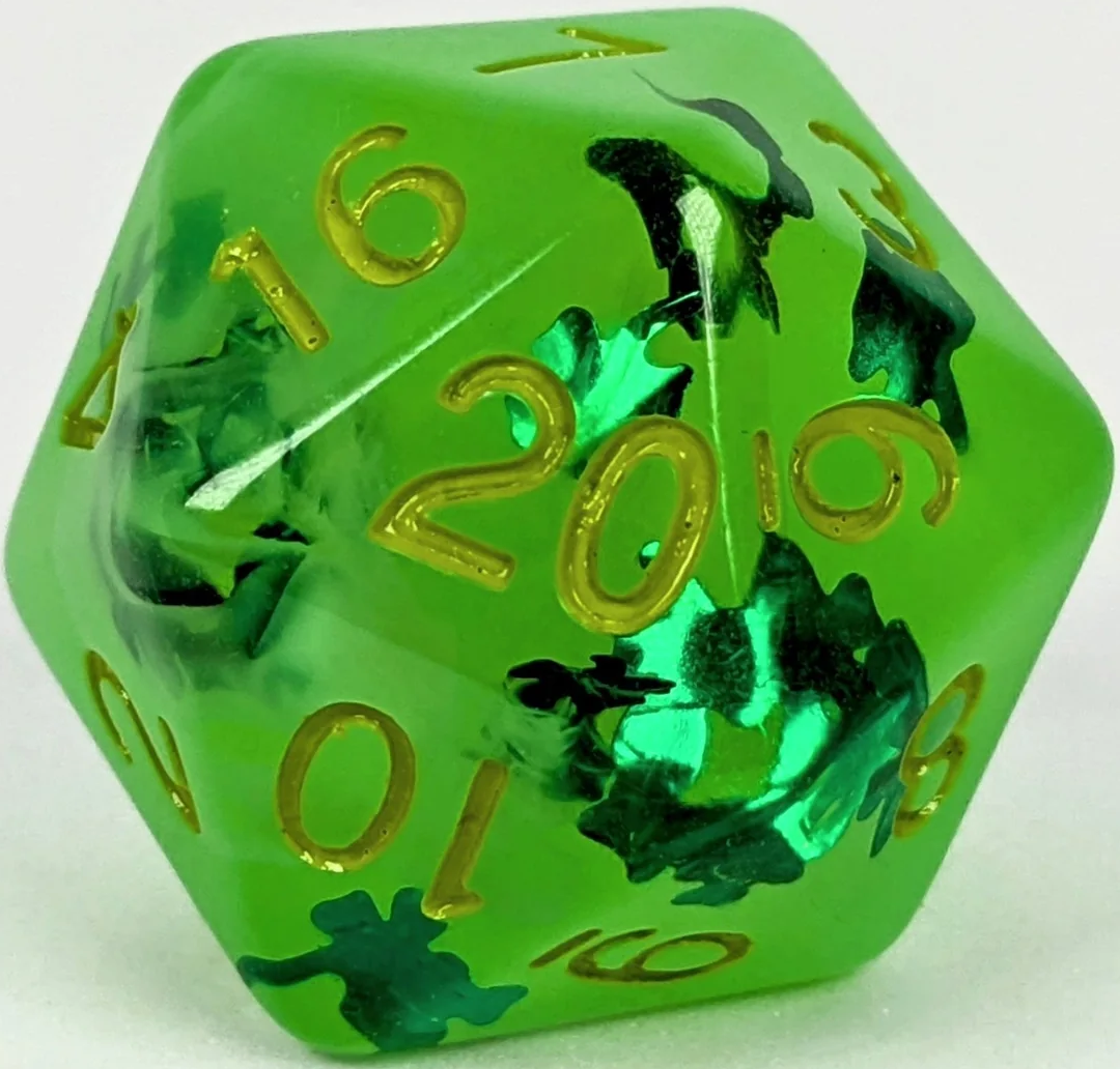 XL D20: LIT LEPRECHAUN (GLOW IN THE DARK!) 30MM
