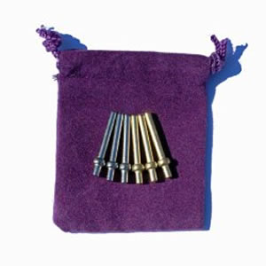 CRIBBAGE PEGS (6), 3 BRASS & 3 SILVER
