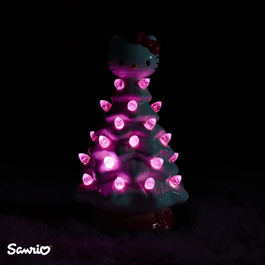 HOLIDAY LIGHT UP CERAMIC CHRISTMAS TREE 6” HELLO KITTY WHITE