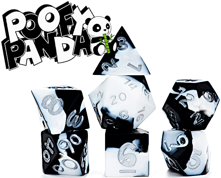 ANTI-STRESS DICE: POOFY PANDA 7 DIE SET