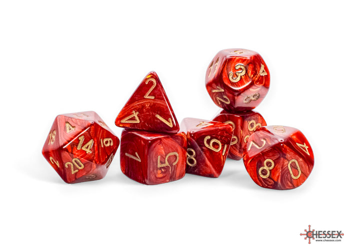 SCARAB 7-DIE SET MEGA-HEDRAL SCARLET/GOLD