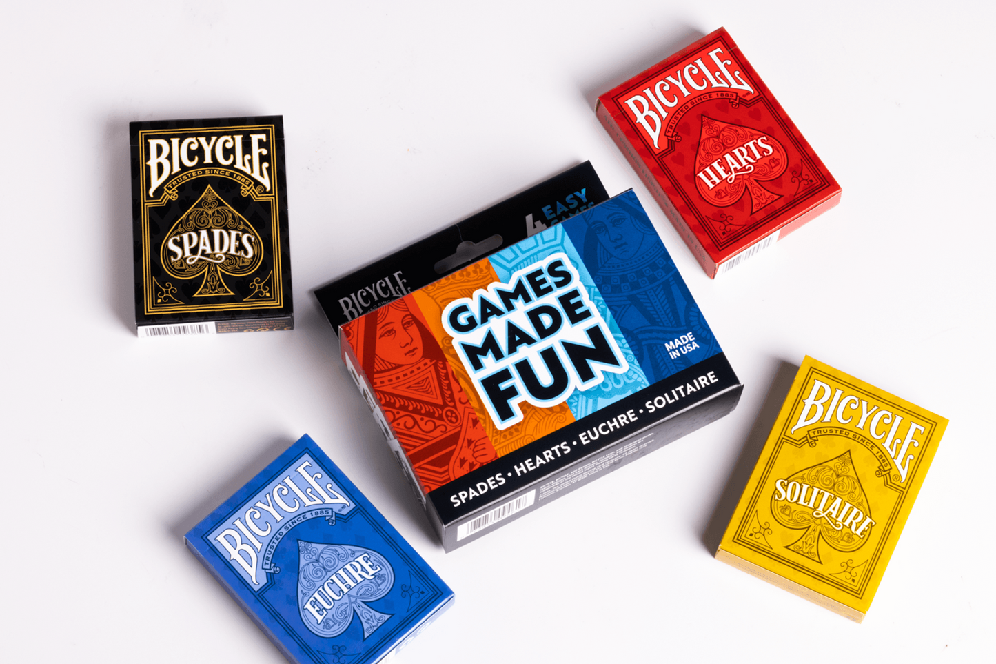 BICYCLE 4-GAME PACK (HEARTS/SPADES/EUCHRE/SOLITAIRE)