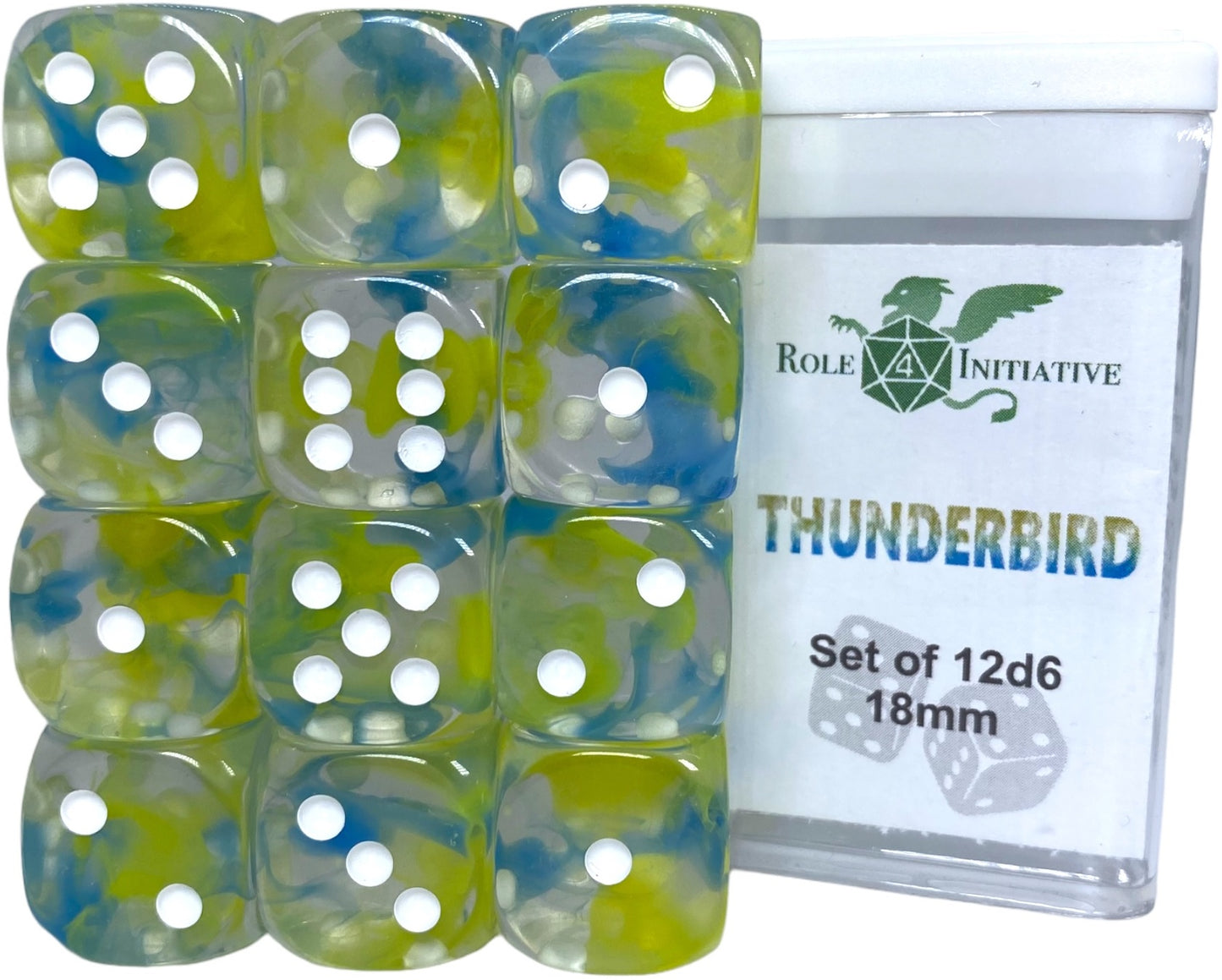 SET OF 12D6 PIPS DICE: DIFFUSION THUNDERBIRD 18MM