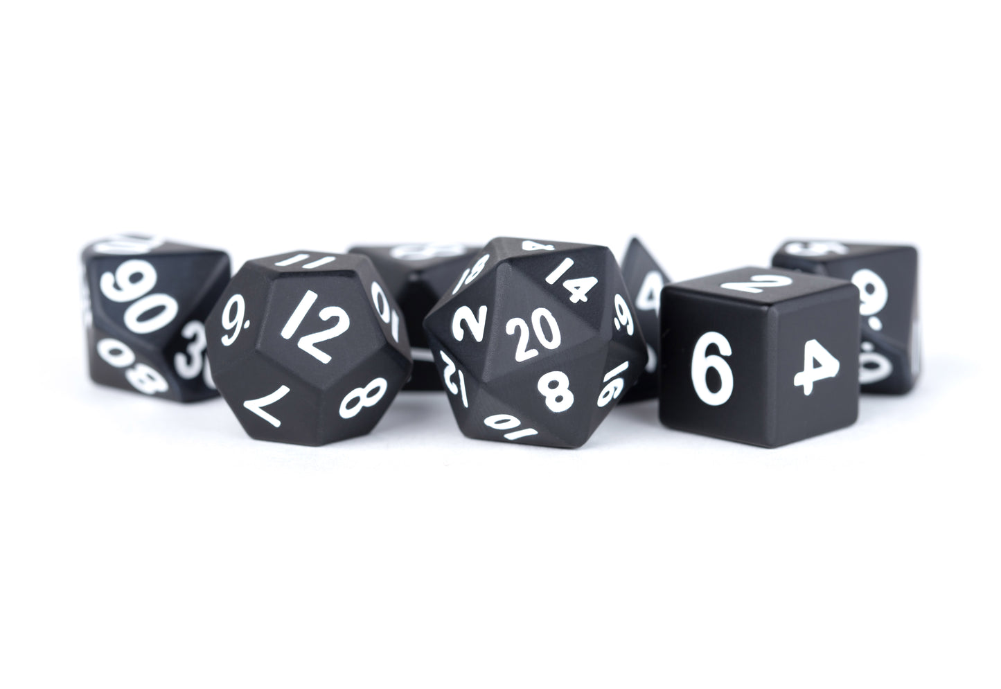 METAL 7 DICE SET BLACK 16MM
