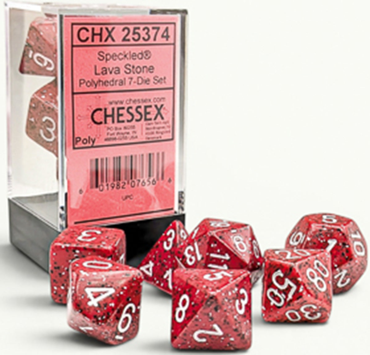 SPECKLED 7-DIE SET POLYHEDRAL LAVA STONE