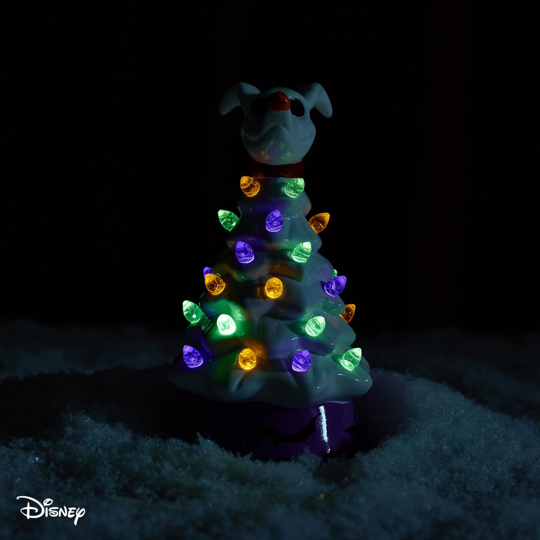 HOLIDAY LIGHT UP CERAMIC CHRISTMAS TREE 6” DISNEY NIGHTMARE BEFORE CHRISTMAS ZERO