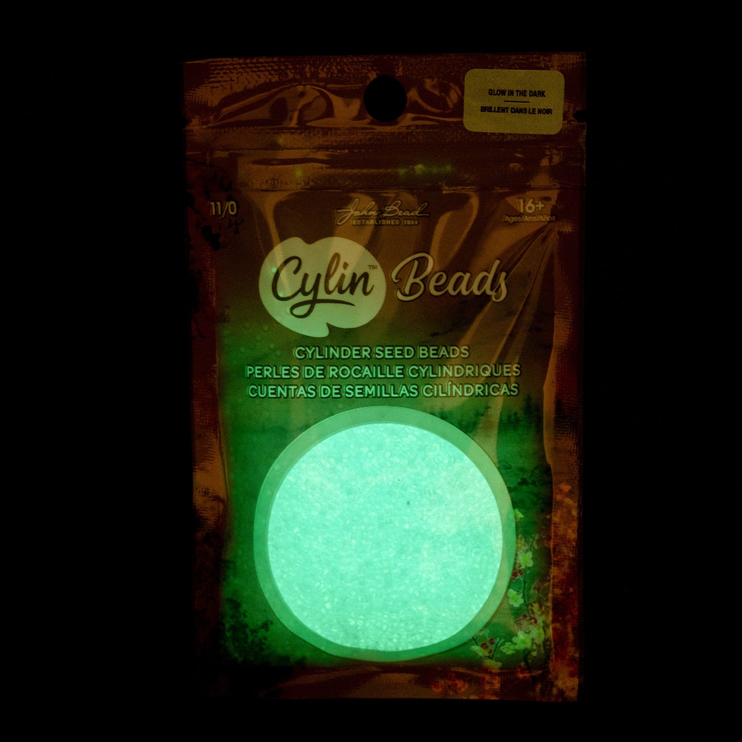 Cylin Bead 11/0 25g Bag Glow in Dark - Blue