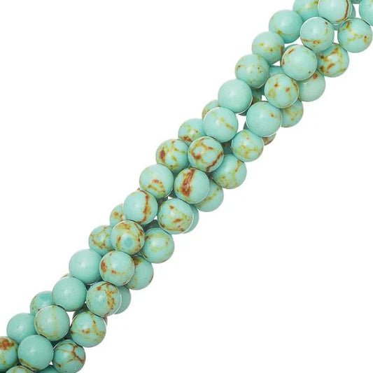 6mm Turquoise (Synthetic/Dyed) Beads 15-16" Strand