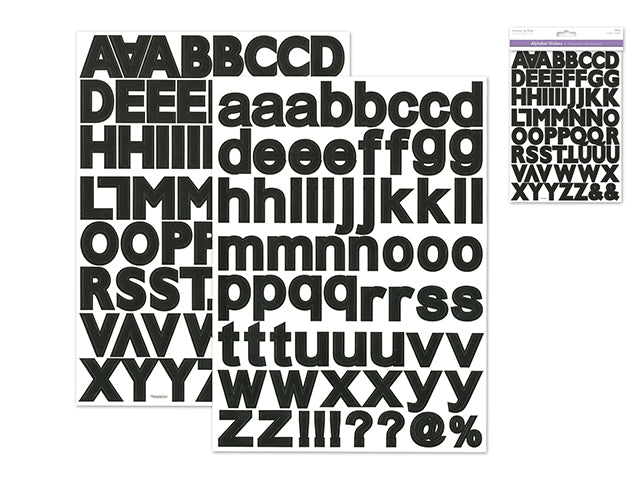 Scrapbook Stickers: 1 3/16" Alpha x126 (2sht) A) Black