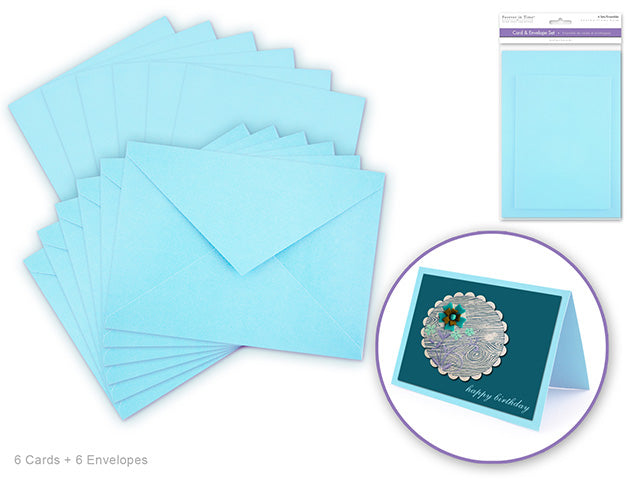 Forever in Time Cardmaking: 4.5"x6" Cards + Envelopes 6sets A6 Baby Blue