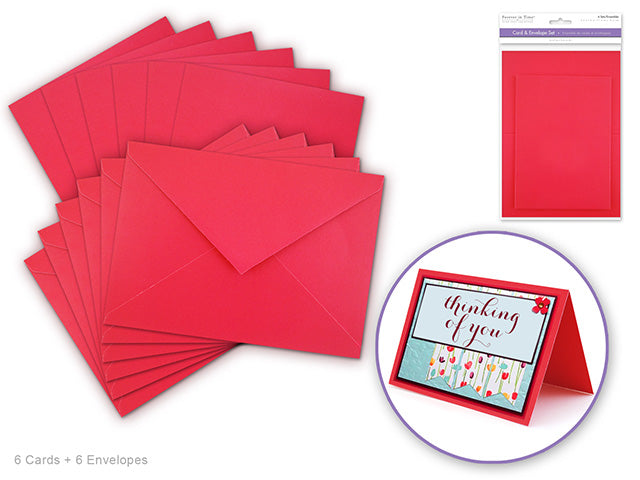 Forever in Time Cardmaking: 4.5"x6" Cards + Envelopes 6sets A6 Red