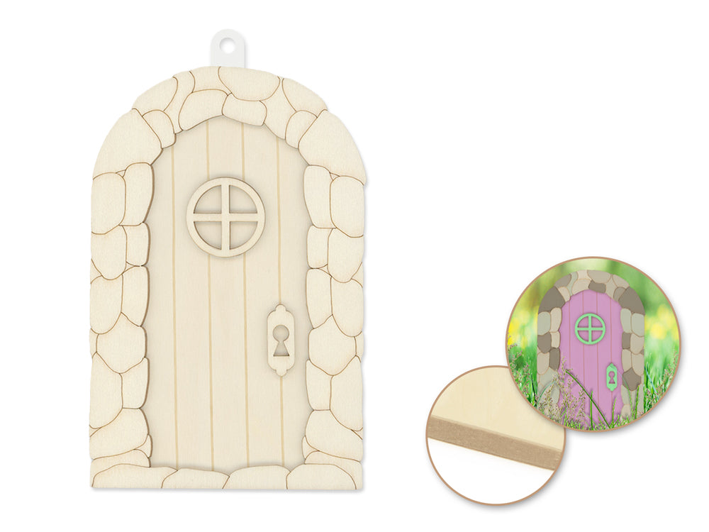 Wood Craft: 4.25"x6.5"x0.25" Fairy Garden Door