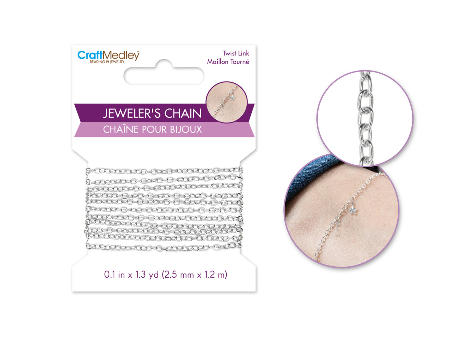 Jewelry Findings: 2.5mm x 1.2m Jeweler's Chain Silver