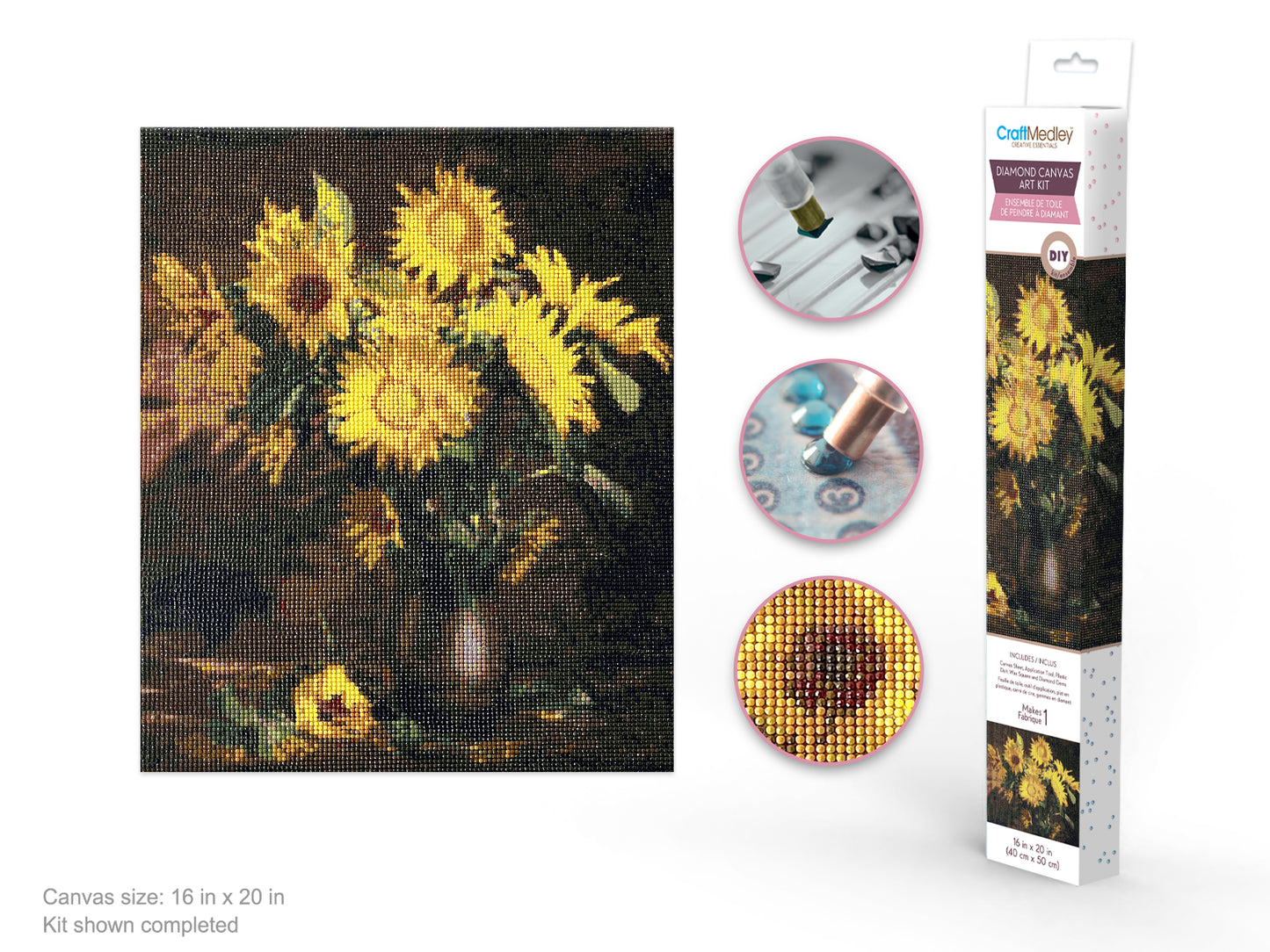 Craft Medley Kit: Diamond Painting Art Kit 15.8"x19.7" w/Gems+Tool+Tray
