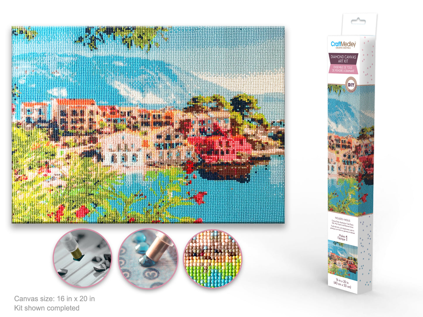 Craft Medley Kit: Diamond Painting Art Kit 15.8"x19.7" w/Gems+Tool+Tray
