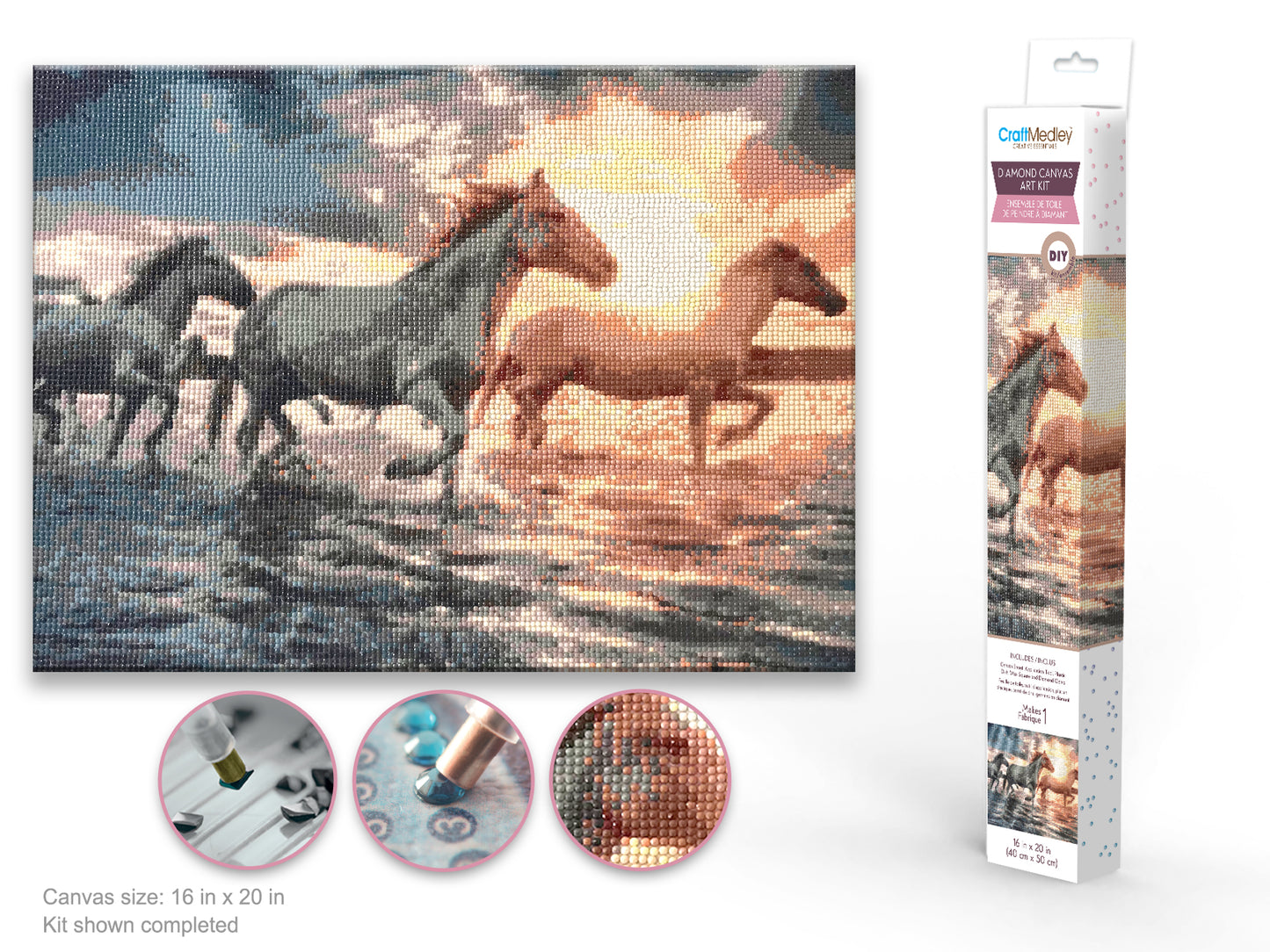 Craft Medley Kit: Diamond Painting Art Kit 15.8"x19.7" w/Gems+Tool+Tray