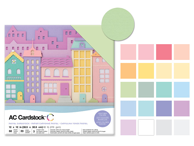 Scrapbook Cardstock: 12"x12" 80lb (216gsm) Textured D) Pastel Colors