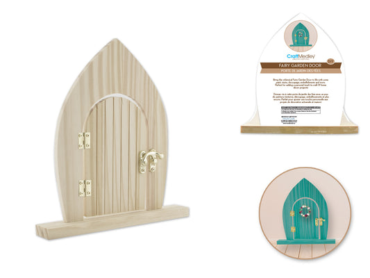 Wood Craft: 8.3"x7.3"x1.1" Fairy Garden Door Standing DIY