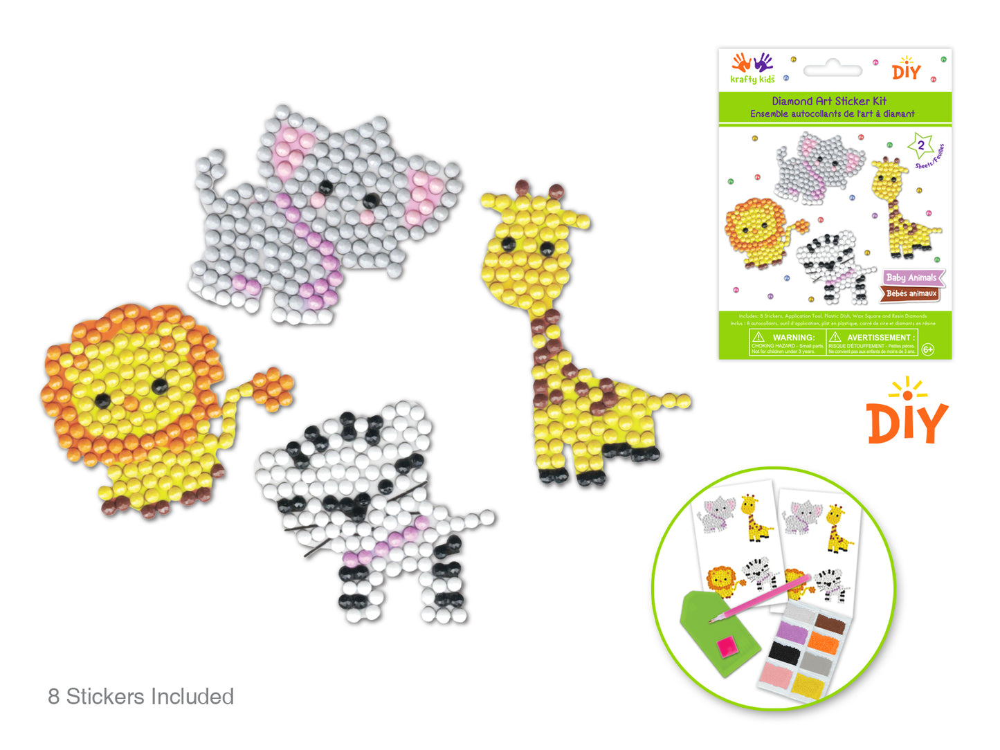 Krafty Kids Kit: Diamond Painting DIY Sticker Kit 2 Sheets