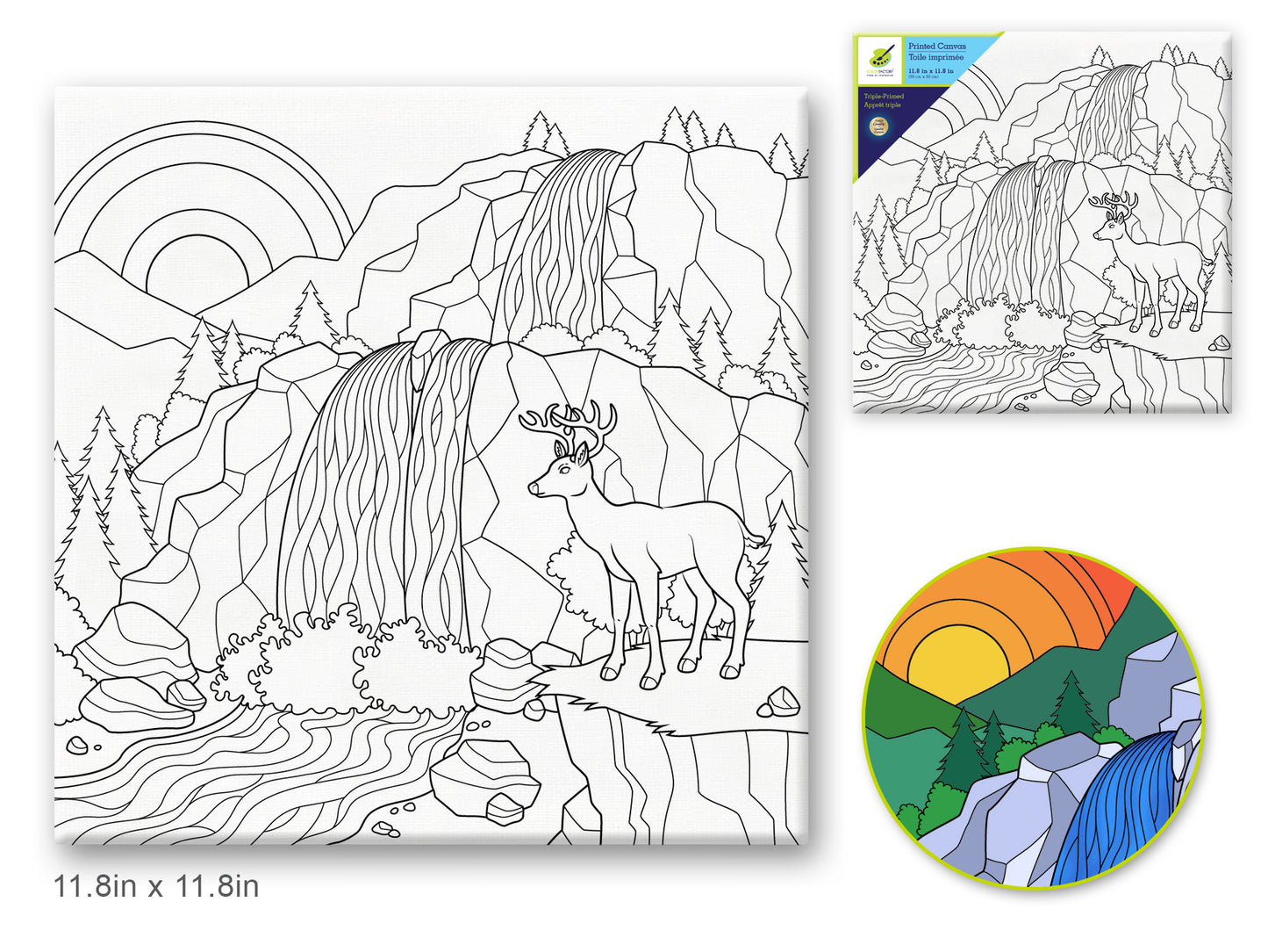 Stretch Artist Printed Canvas: 12"x12" Primed Back-Stapled Waterfall