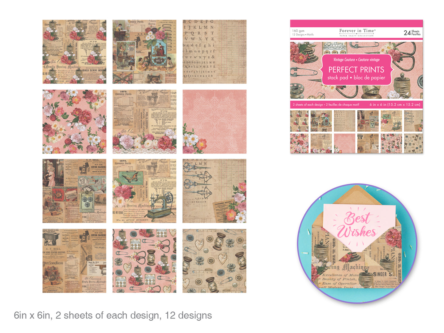 Paper Pads: 6"x6" Perfect Prints Stack Packs x24 Asst