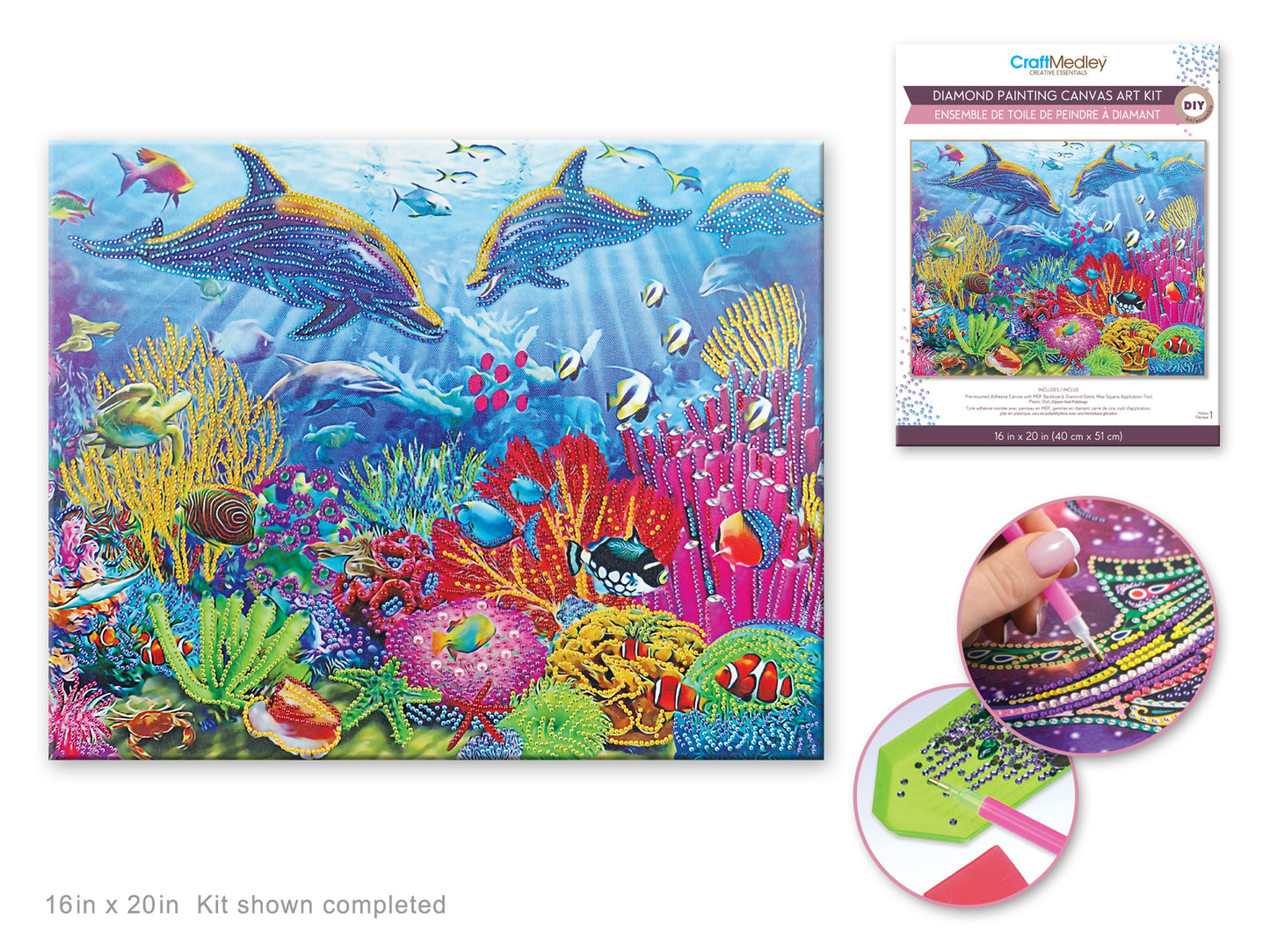 Craft Medley Diamond Painting Canvas Art Kit-Under The Sea