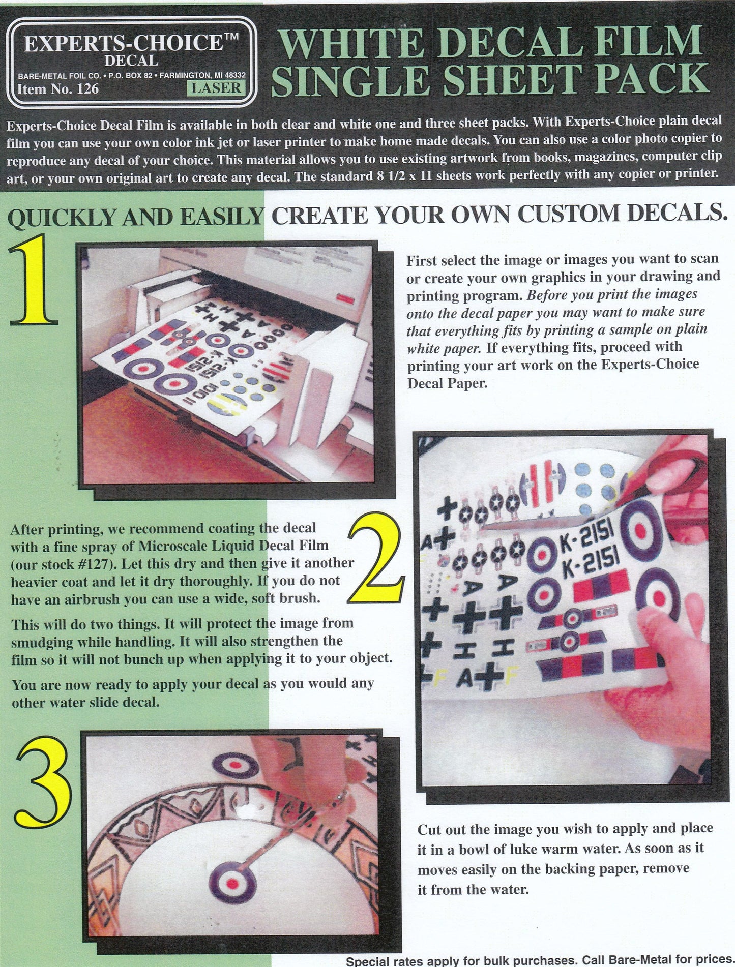 EXPERTS-CHOICE™ DECAL FILM SHEETS