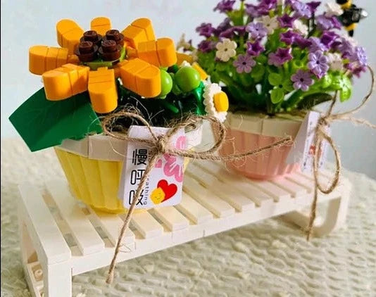 Baby's Breath & Daisy Flower Pot | LOZ 1674 Mini Block Eternal Micro Plants Set