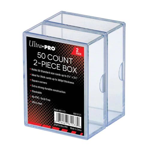 2-Piece 50 Count Clear Card Storage Box