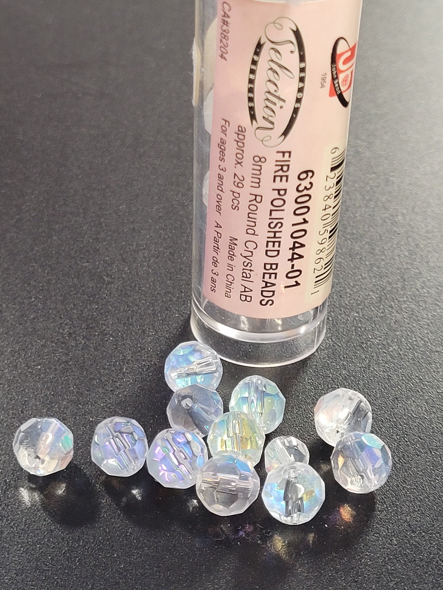 Fire Polished Beads 8mm Round Crystal AB