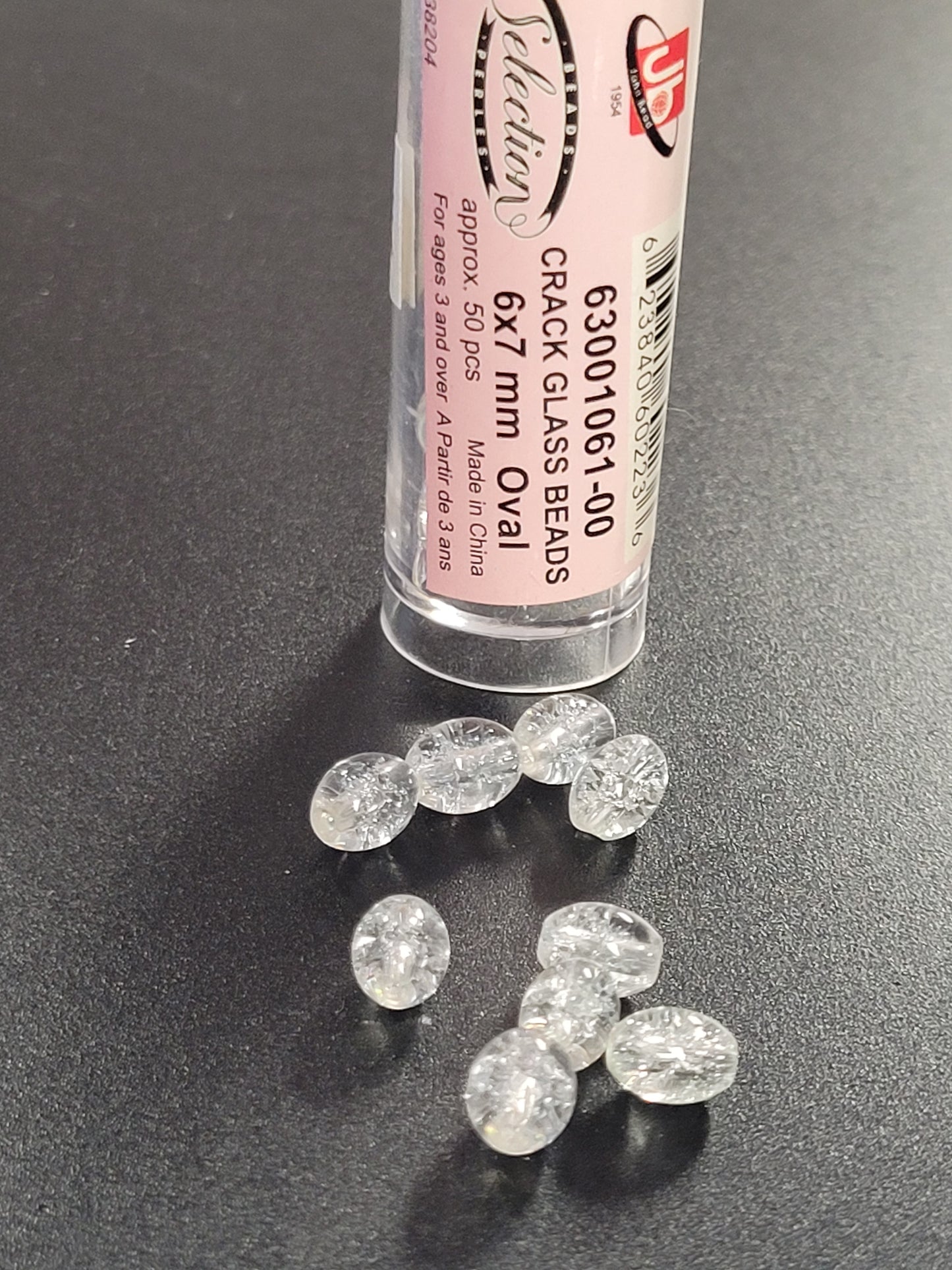 Crack Glass Beads 6x7mm Oval