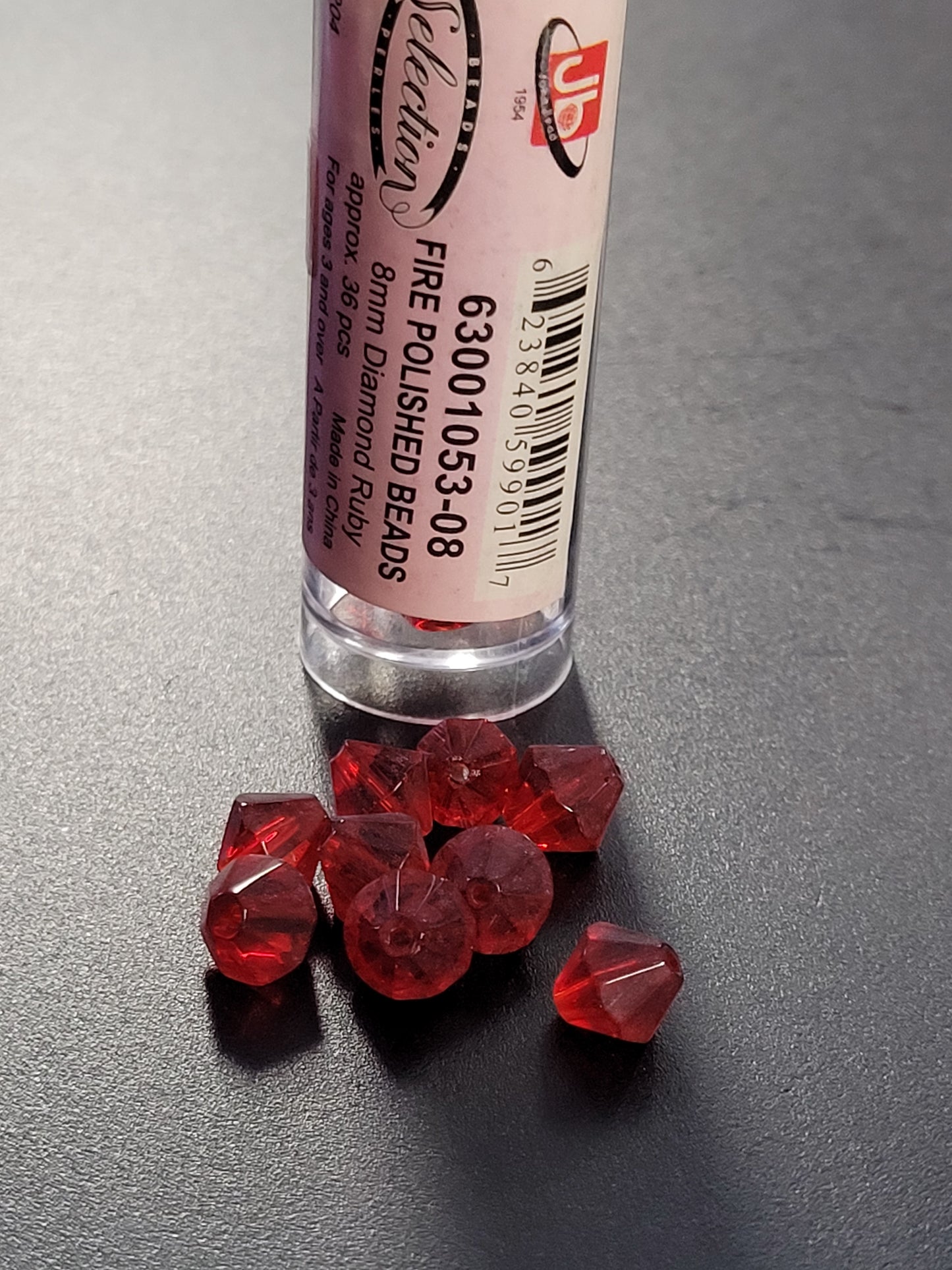 Fire Polished Beads 8mm Diamond Ruby