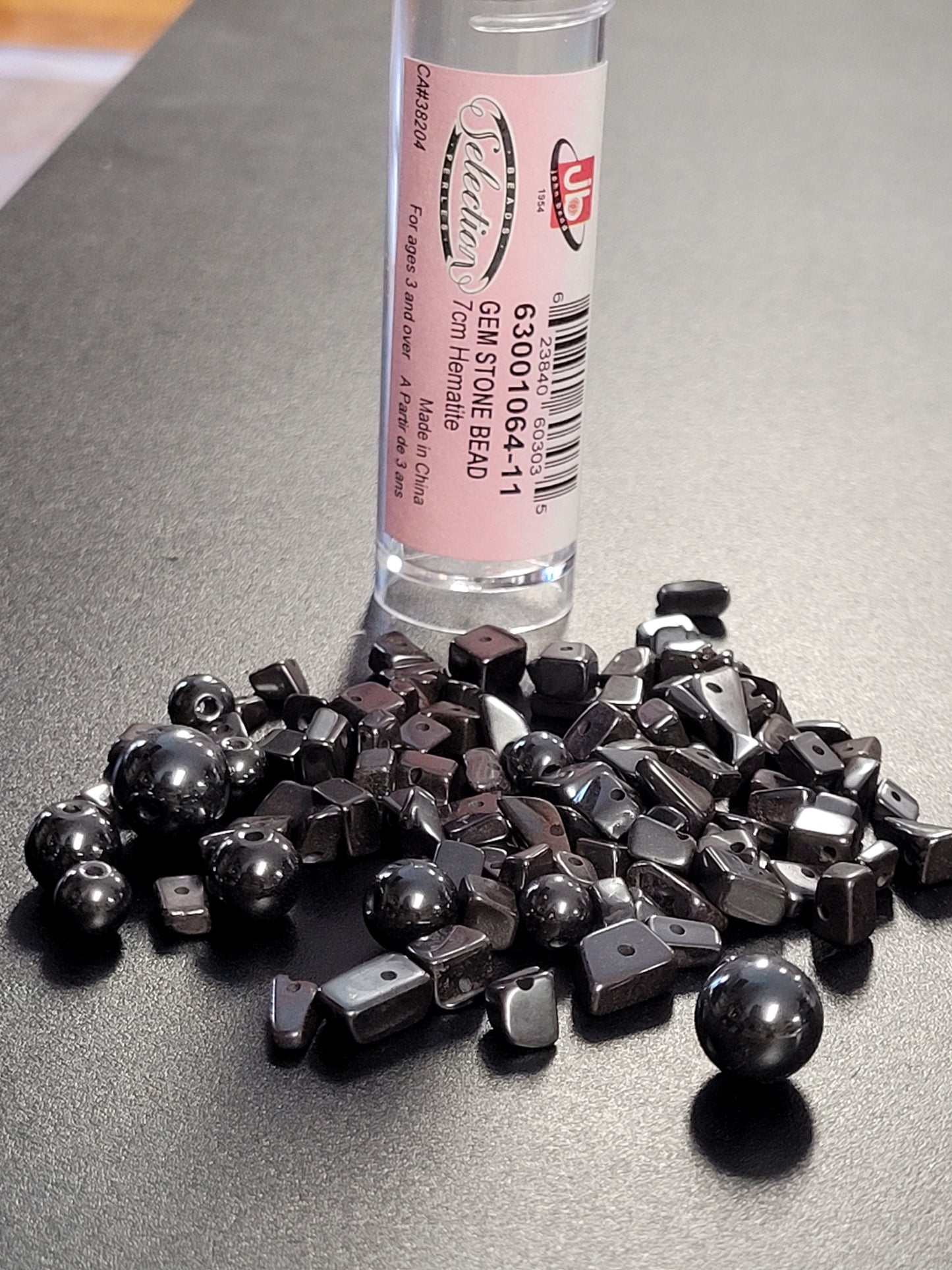 Gem Stone Bead 7cm Hematite