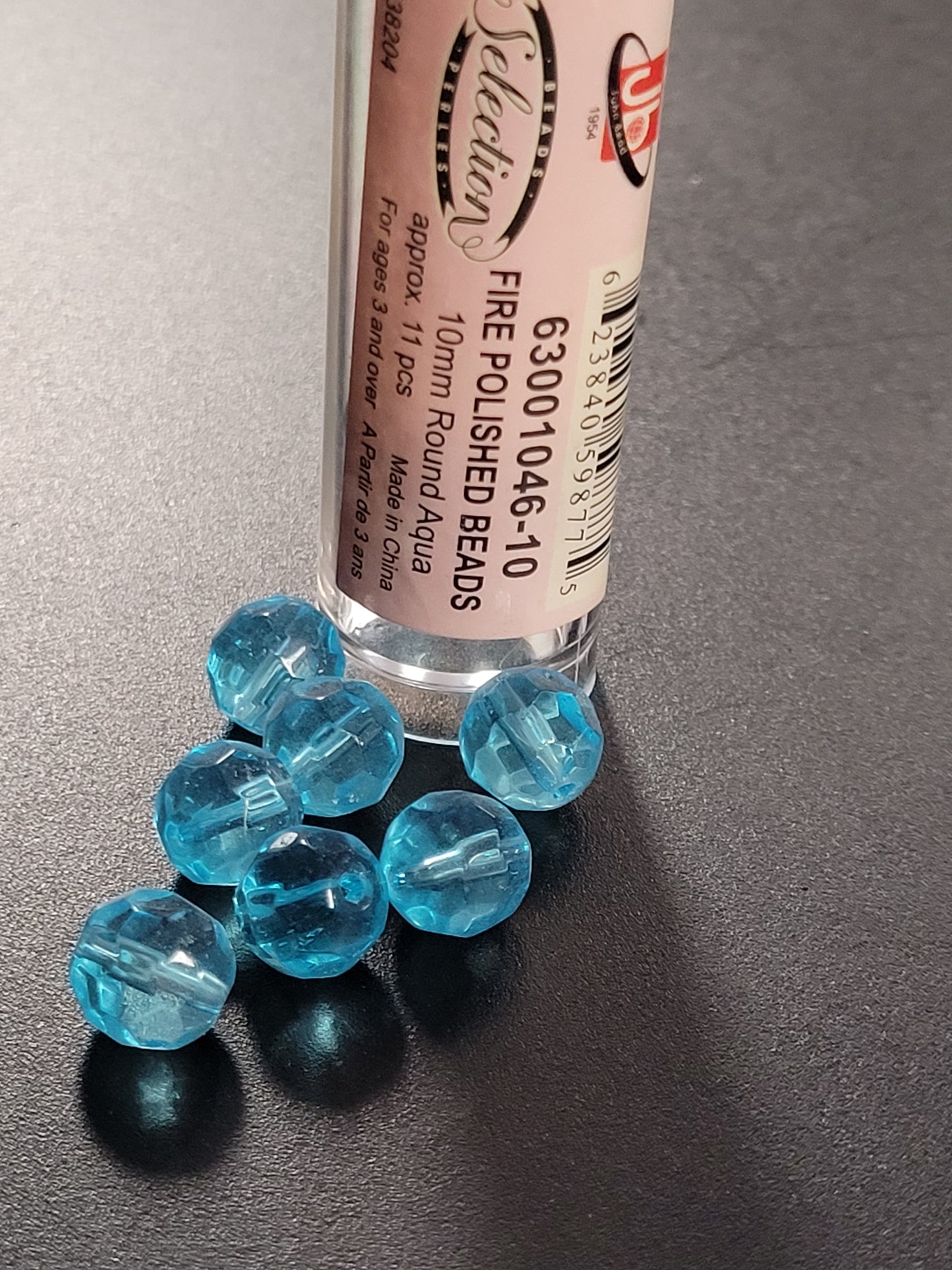 Fire Polished Beads 10mm Round Aqua