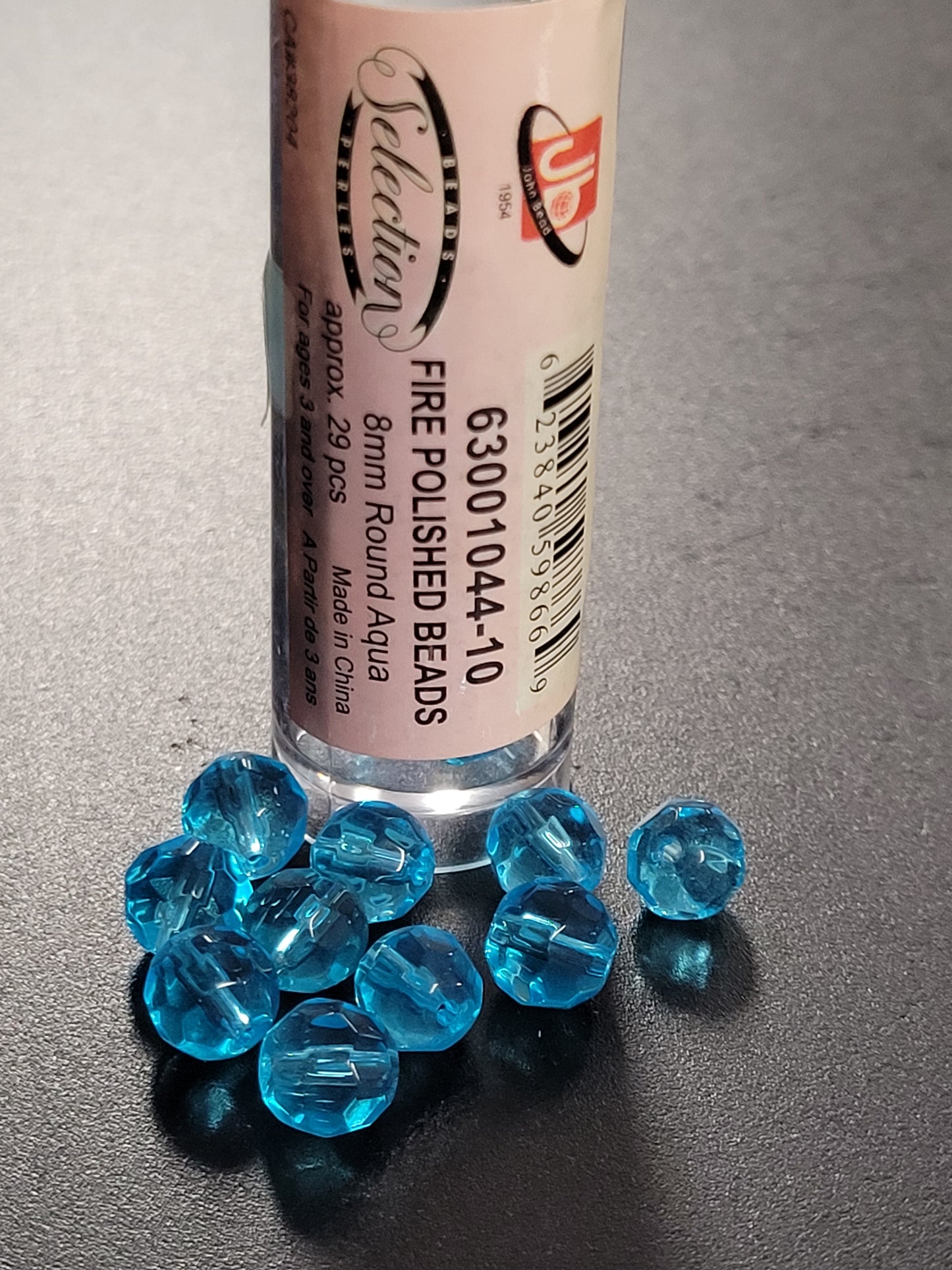 Fire Polished Beads 8mm Round Aqua